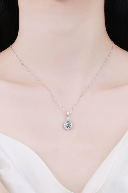 2 Carat Flawless Sparkala™ Moissanite Teardrop Pendant Necklace in Fine Sterling Silver