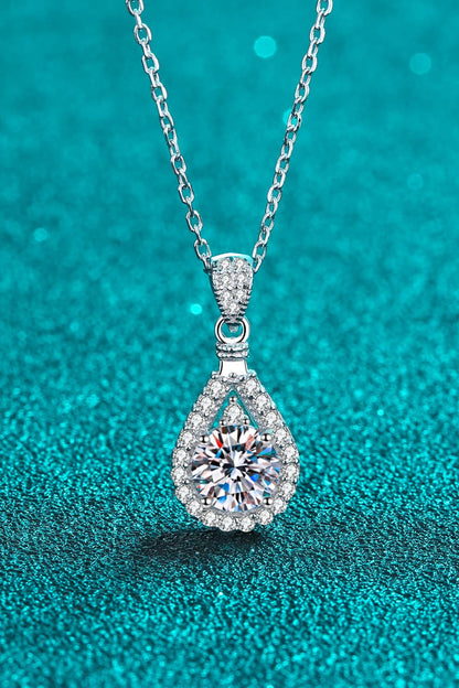 2 Carat Flawless Sparkala™ Moissanite Teardrop Pendant Necklace in Fine Sterling Silver