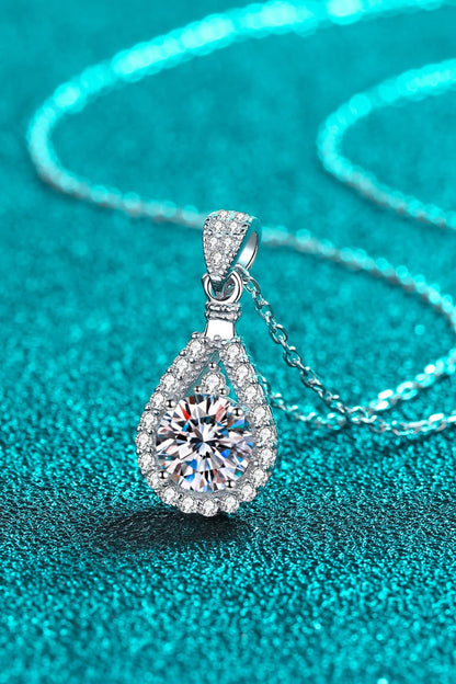 2 Carat Flawless Sparkala™ Moissanite Teardrop Pendant Necklace in Fine Sterling Silver