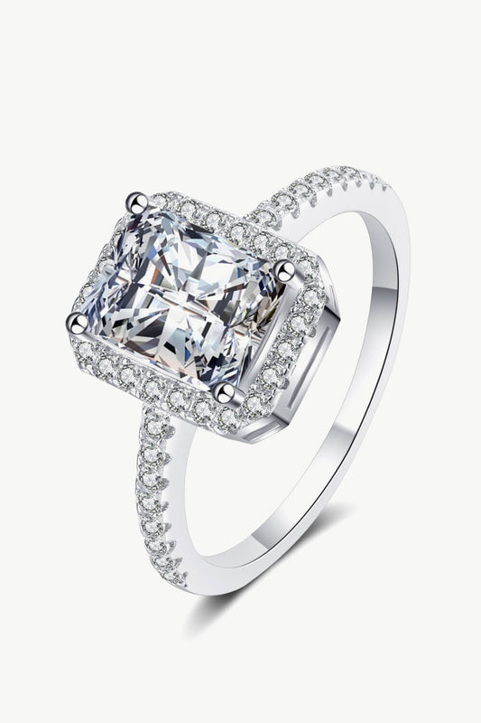 1 Carat Rectangle Radiant-Cut Moissanite Ring (Rhodium Over Pure Sterling Silver) - Sparkala