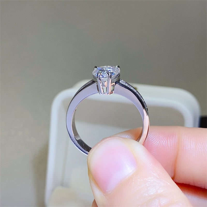 3 Carat Pear-Cut Moissanite Pure Sterling Silver Ring - Sparkala