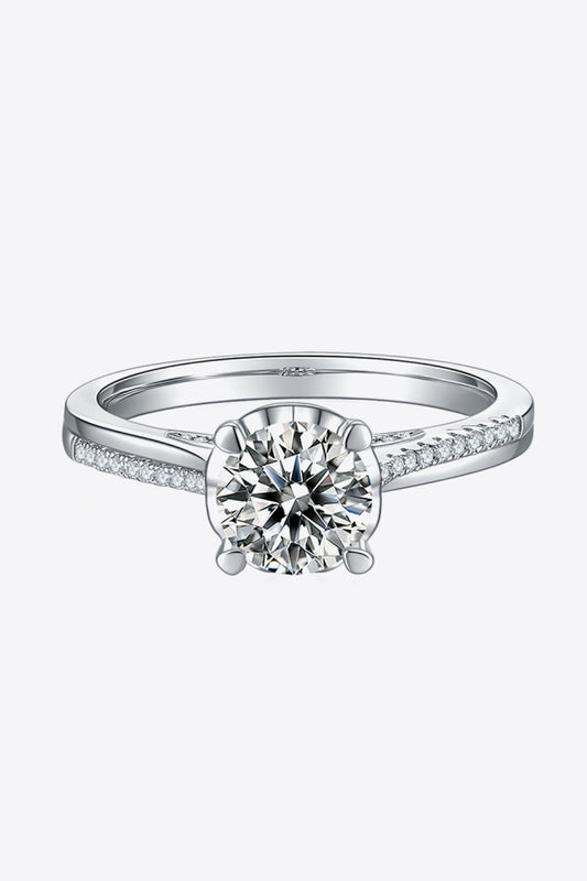 Adored 1 Carat Brilliant Round Cut Sparkala™ Platinum Over Pure Sterling Silver Side Stone Ring
