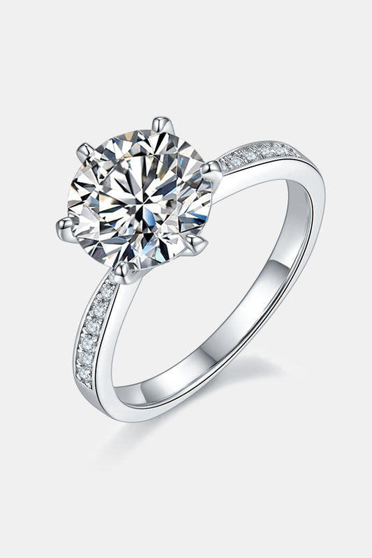 3 Carat Round Brilliant Cut Moissanite Side Stone Ring (Platinum Over Pure Sterling Silver) - Sparkala