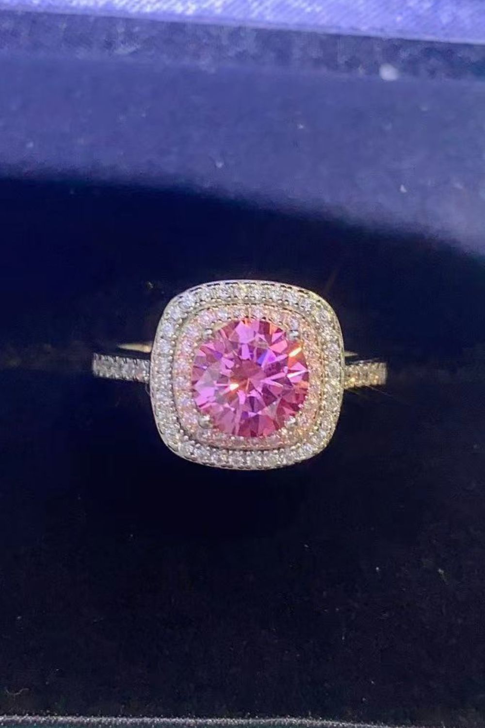 1 Carat Pink Moissanite Two-Tone Ring - Sparkala