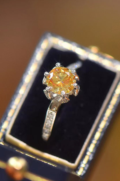 My Lover 2 Carat Yellow Yellow Brilliant Round Cut Moissanite Ring (Platinum Over Pure Sterling Silver)