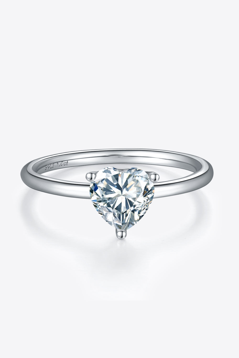 1 Carat Moissanite Platinum Over Pure Sterling Silver Solitaire Ring - Sparkala