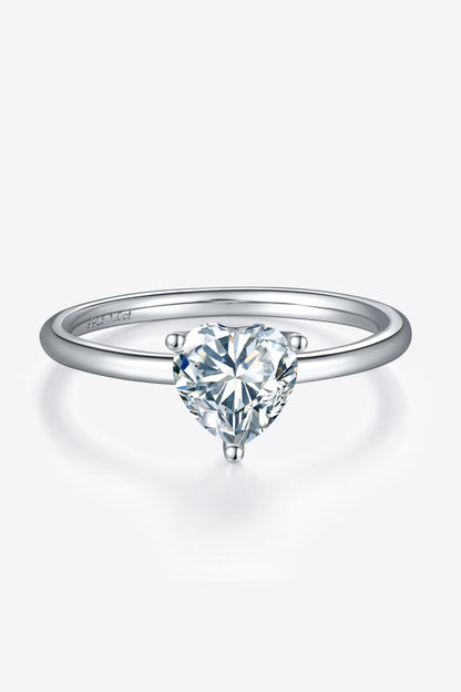 1 Carat Moissanite Platinum Over Pure Sterling Silver Solitaire Ring - Sparkala