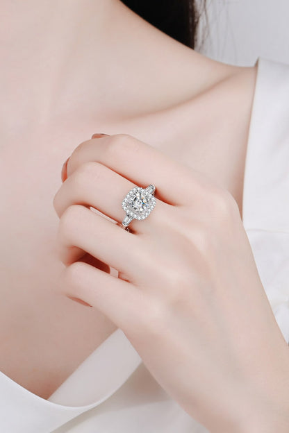 So Much Shine 2 Carat Cushion-Cut Sparkala™ Moissanite(Rhodium Over Pure Sterling Silver) Ring