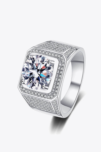 Bring It Home Wide Band Rhodium Over Pure Sterling Silver Sparkala™ Moissanite Ring