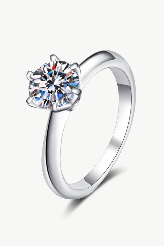 1.5 Carat Round Brilliant Cut Moissanite Adjustable Ring (Rhodium Over Pure Sterling Silver) - Sparkala