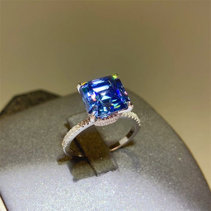 5 Carat Blue Sparkala™ Moissanite  Sterling Silver Ring