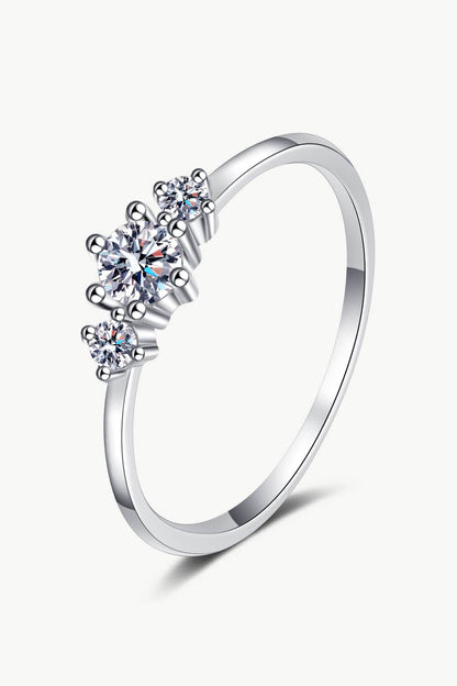 Dream Date Night Sparkala™ Moissanite Rhodium Over Pure Sterling Silver Ring