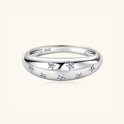 Pure Sterling Silver Inlaid Sparkala™ Moissanite Star Ring