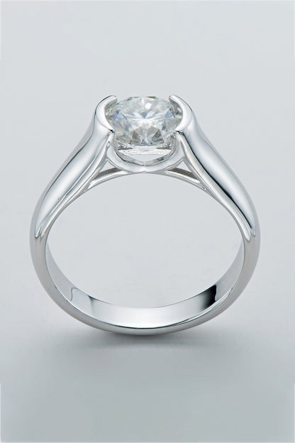 Looking Good 2 Carat Brilliant Round Cut Moissanite Platinum Over Pure Sterling Silver Ring