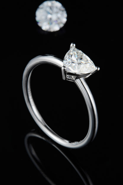 1 Carat Moissanite Platinum Over Pure Sterling Silver Solitaire Ring - Sparkala