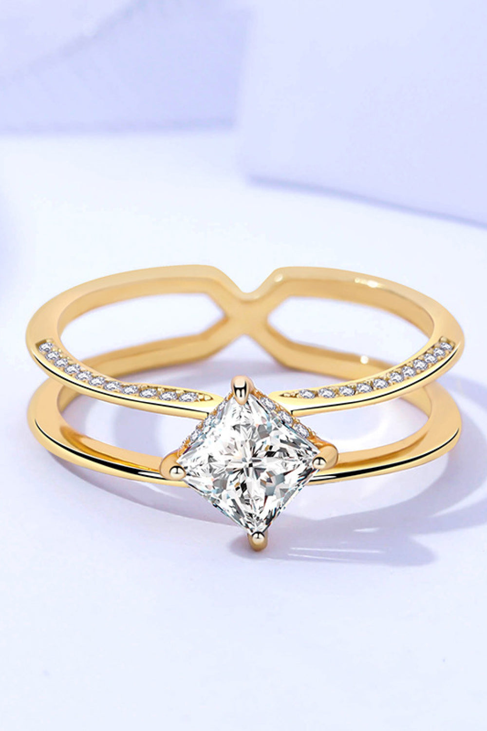 Sparkala™ Moissanite 18K Gold-Plated Double-Layered Ring