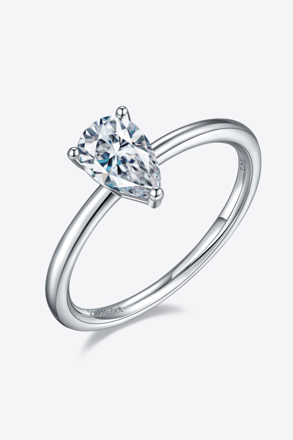 1 Carat Moissanite Platinum Over Pure Sterling Silver Solitaire Ring - Sparkala