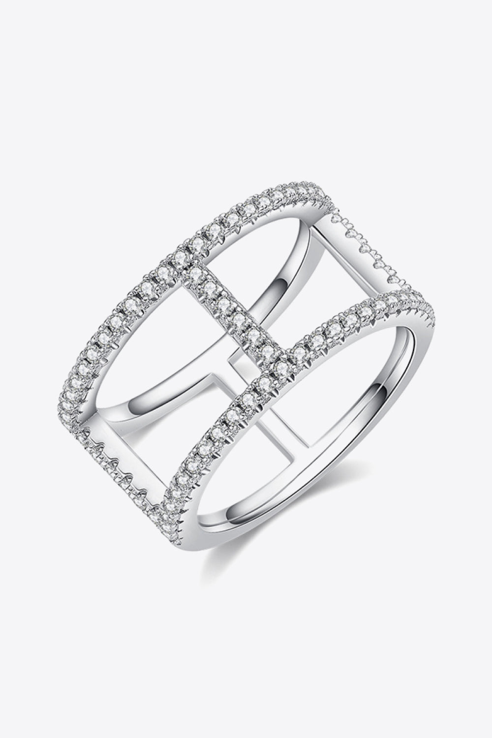 Always Get Better Sparkala™ Moissanite Box Ring (Platinum Over Pure Sterling Silver)