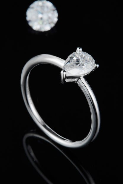 1 Carat Moissanite Platinum Over Pure Sterling Silver Solitaire Ring - Sparkala