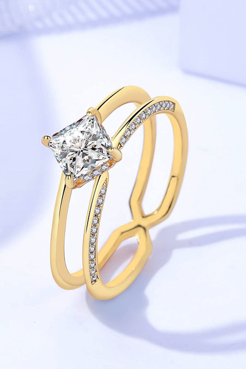 Sparkala™ Moissanite 18K Gold-Plated Double-Layered Ring