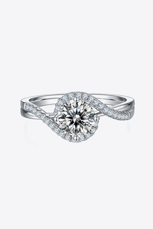 Adored 1 Carat Brilliant Round Cut Sparkala™ Platinum Over Pure Sterling Silver Crisscross Ring