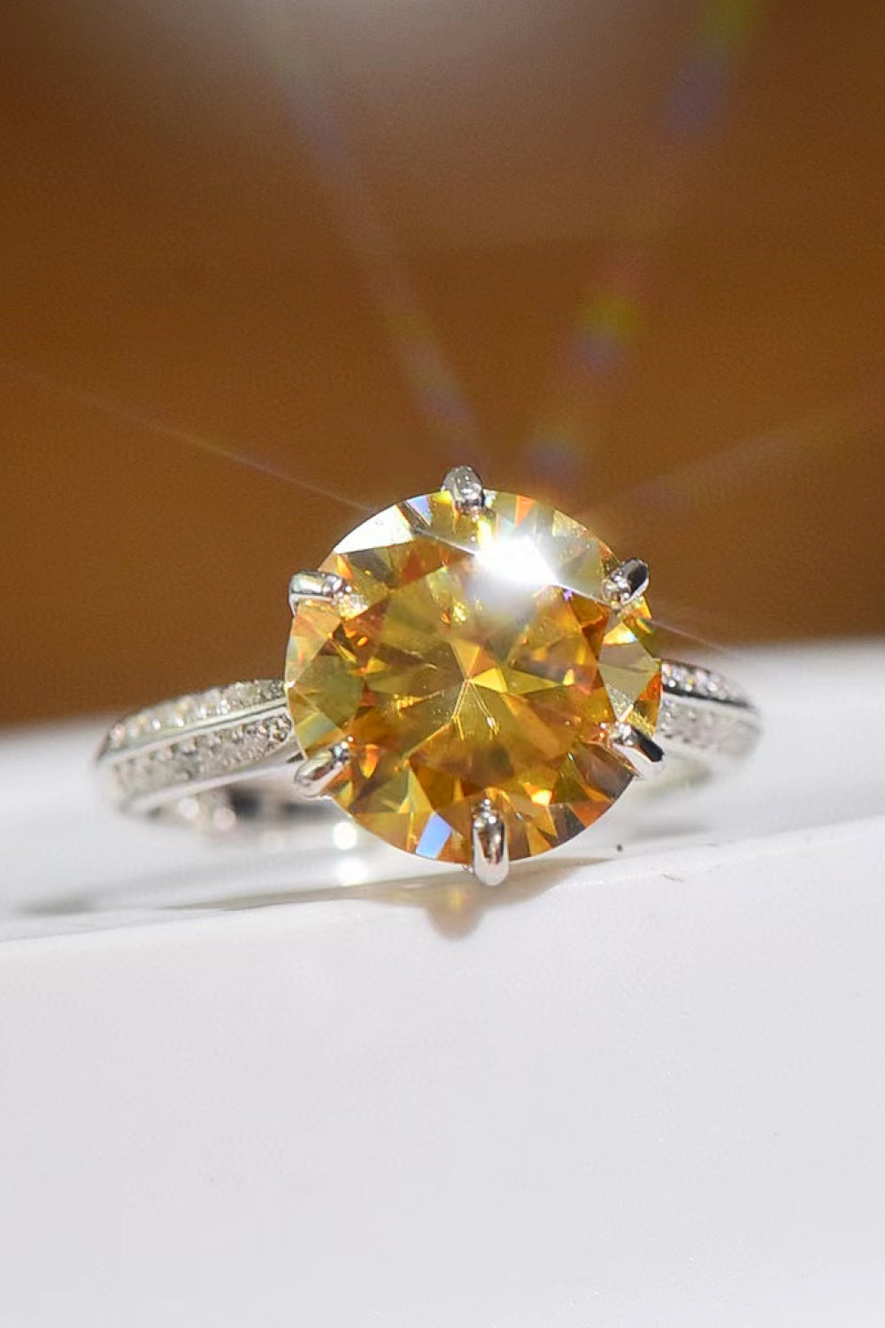 Living Your Life 3 Carat Yellow Brilliant Round Cut Moissanite 6-Prong Ring