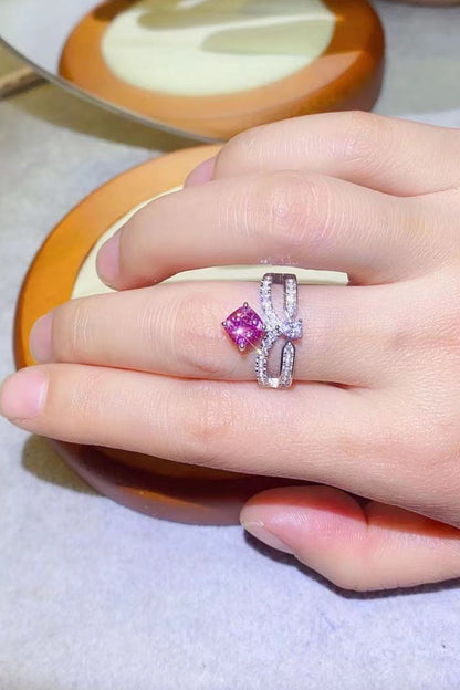 At Your Best 1 Carat Pink Pink Moissanite Ring (Platinum Over Pure Sterling Silver)