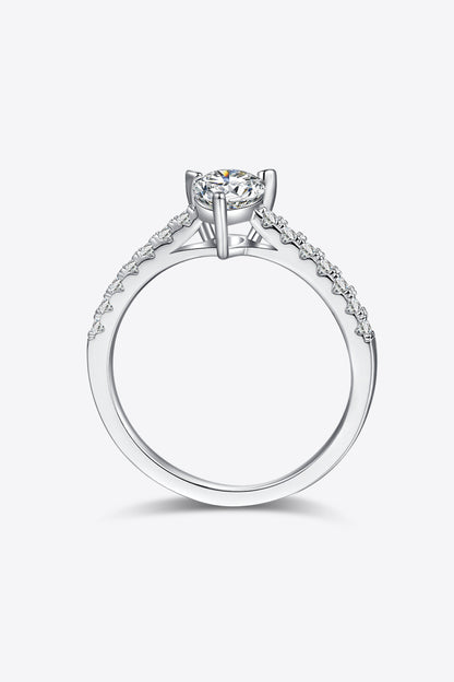 1 Carat Pear-Cut Moissanite Platinum Over Pure Sterling Silver Side Stone Ring - Sparkala