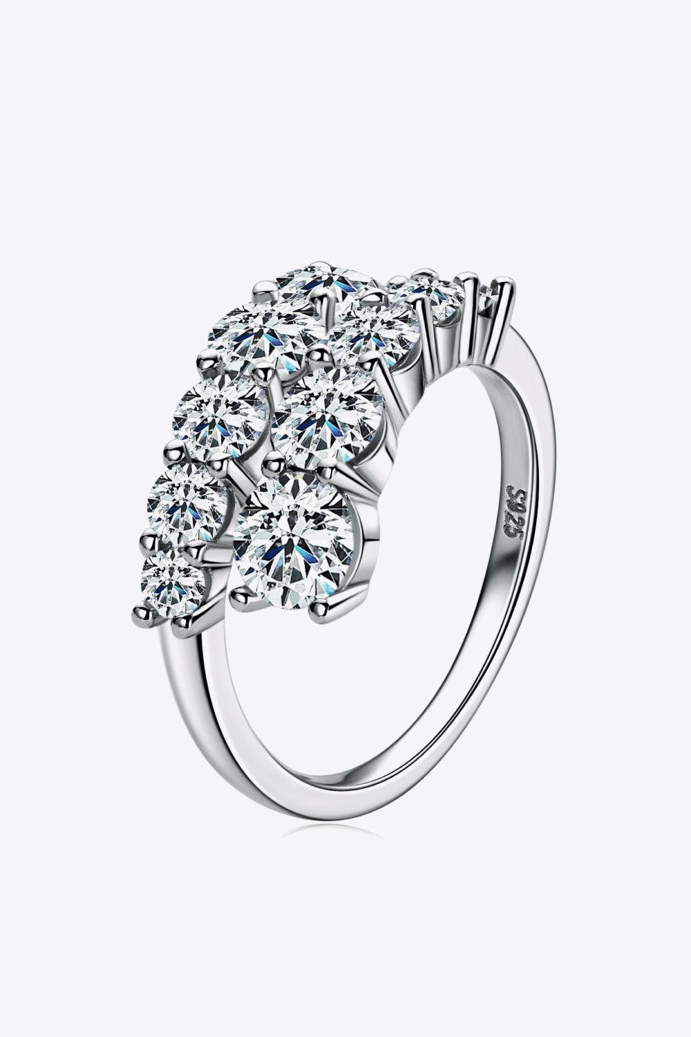 Multistone Sparkala™ Moissanite Platinum or 18k Gold Over Pure Sterling Silver Ring