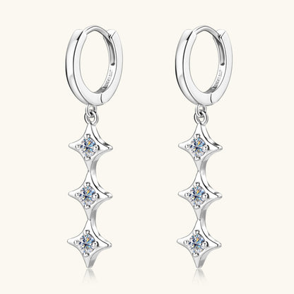 Moissanite Pure Sterling Silver Geometric Shape Earrings