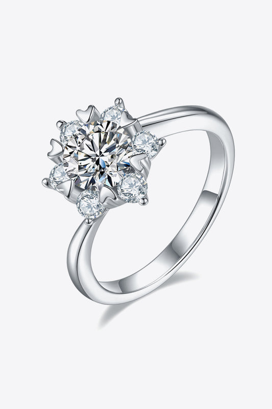 1 Carat Moissanite Zircon Ring (Platinum Over Pure Sterling Silver) - Sparkala