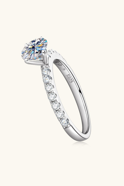 Brilliant Round Cut Sparkala™ Moissanite Platinum-Plated Side Stone Ring