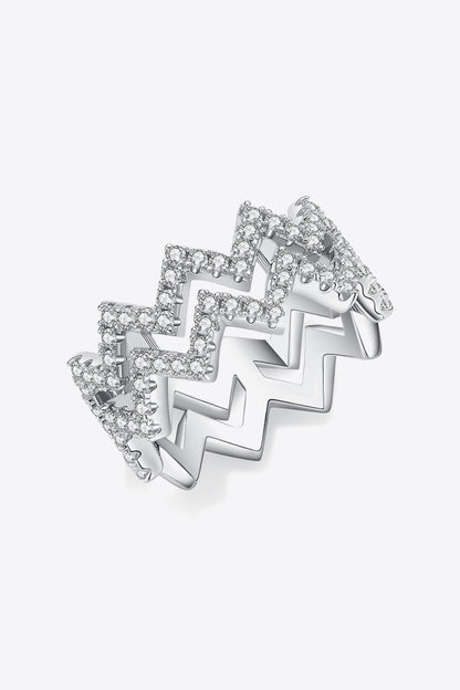 Adored Sparkala™ Moissanite Zigzag Stacking Rings (Platinum Over  Pure Sterling Silver)