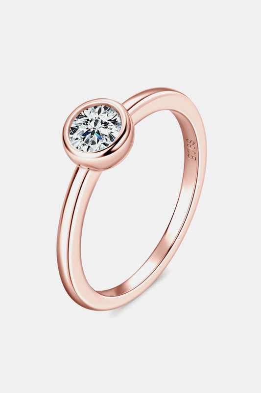 Sparkala™ Moissanite Pure Sterling Silver Solitaire Ring (18k Rose Gold over Pure Sterling Silver)