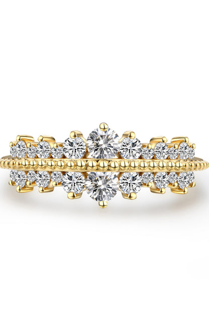 Sparkala™ Moissanite Pure 18K Gold Plated Pure Sterling Silver Ring