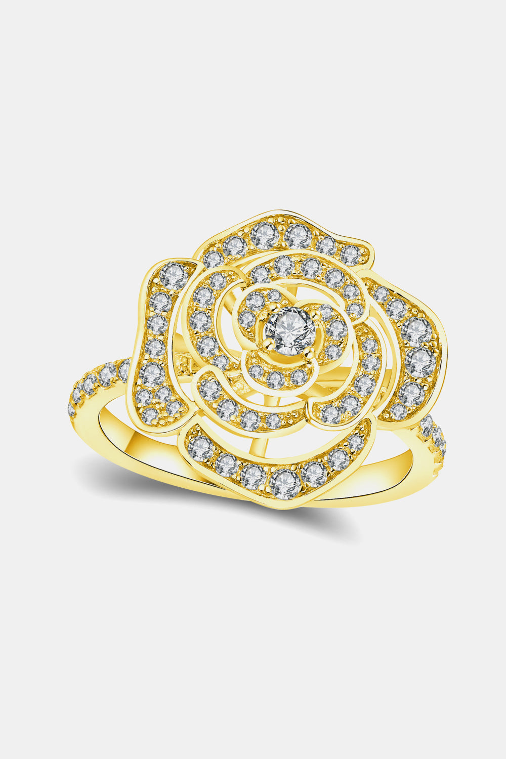 Sparkala™ Moissanite Flower Shape Ring (Platinum, Yellow Gold or Rose Gold over Sterling Silver)