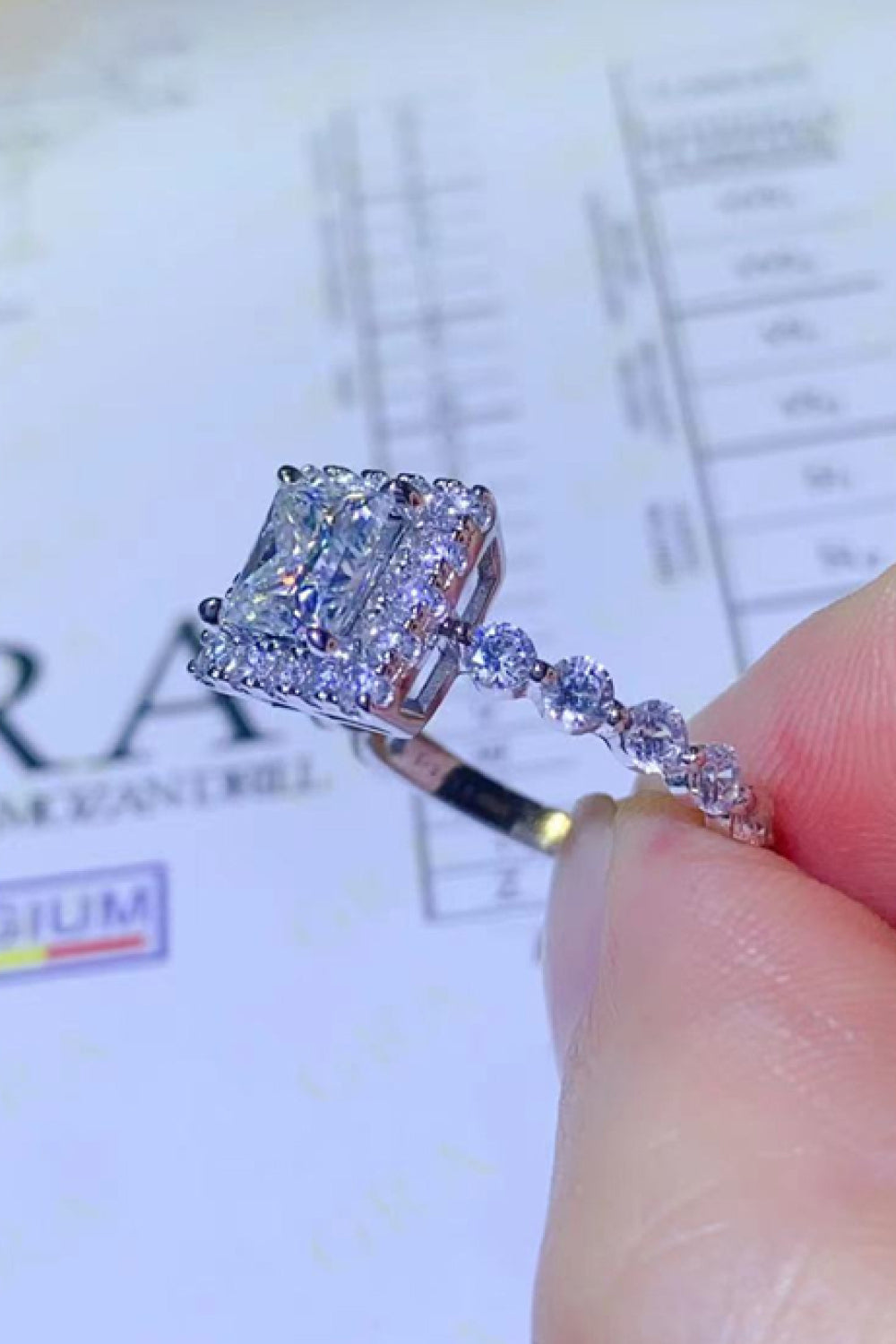 Adored 1 Carat Princess-Cut Sparkala™ Moissanite Square Ring (Platinum Over Pure Sterling Silver)