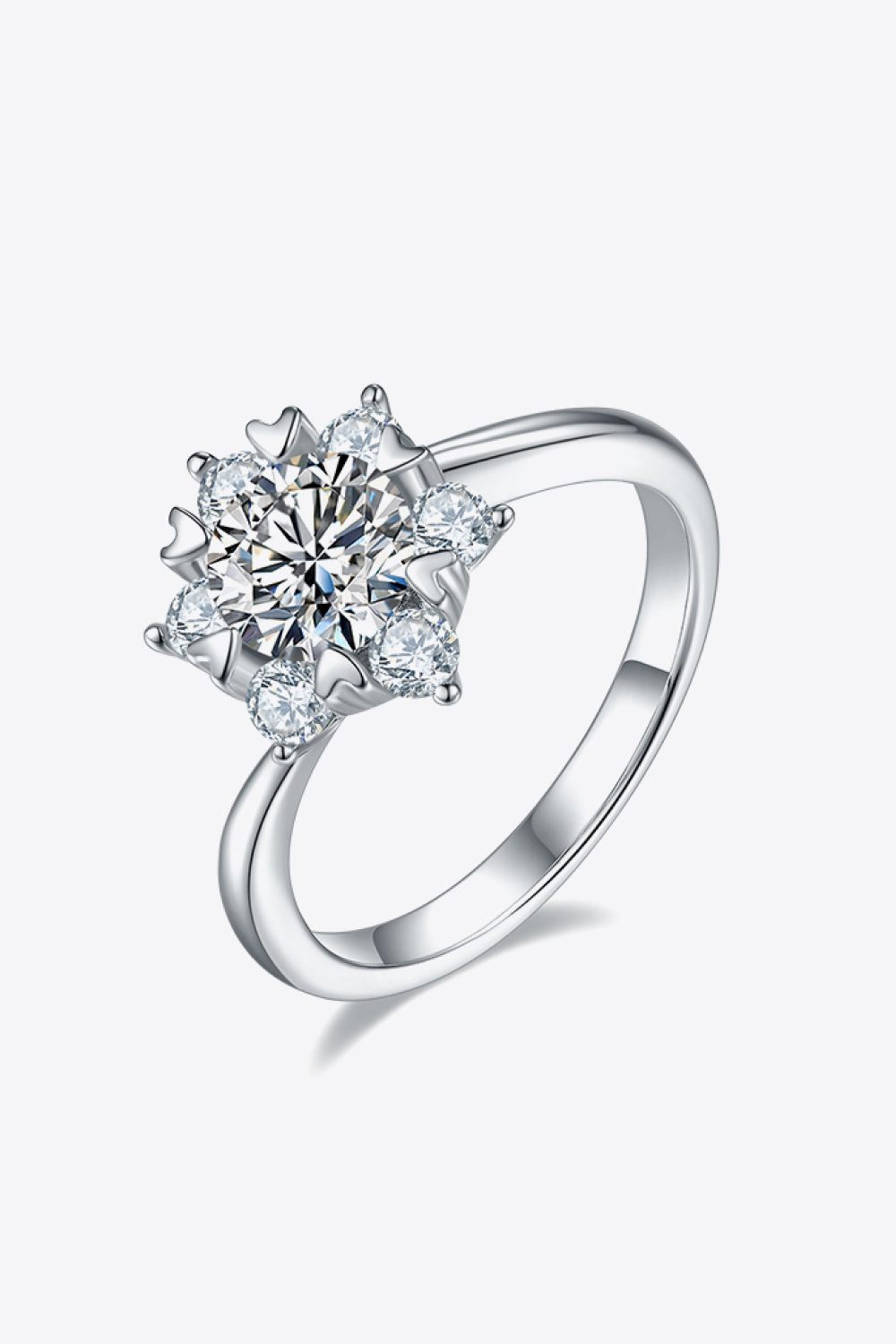 Adored 1 Carat Sparkala™ Moissanite Platinum Over Pure Sterling Silver Cluster Ring