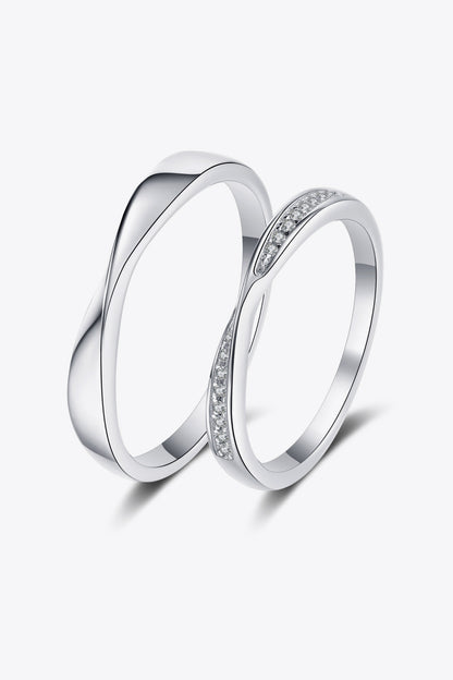Minimalist 925 Sterling Silver Ring Set  (Rhodium Over Sterling Silver)