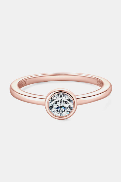 Sparkala™ Moissanite Pure Sterling Silver Solitaire Ring (18k Rose Gold over Pure Sterling Silver)