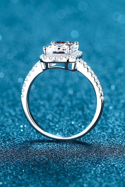 1 Carat Rectangle Radiant-Cut Moissanite Ring (Rhodium Over Pure Sterling Silver) - Sparkala