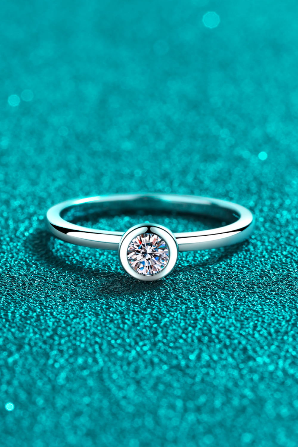 Sparkala™ Moissanite Rhodium-Plated Solitaire Ring