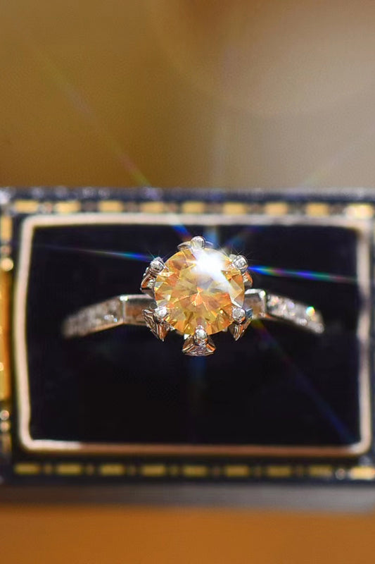 My Lover 2 Carat Yellow Yellow Brilliant Round Cut Moissanite Ring (Platinum Over Pure Sterling Silver)