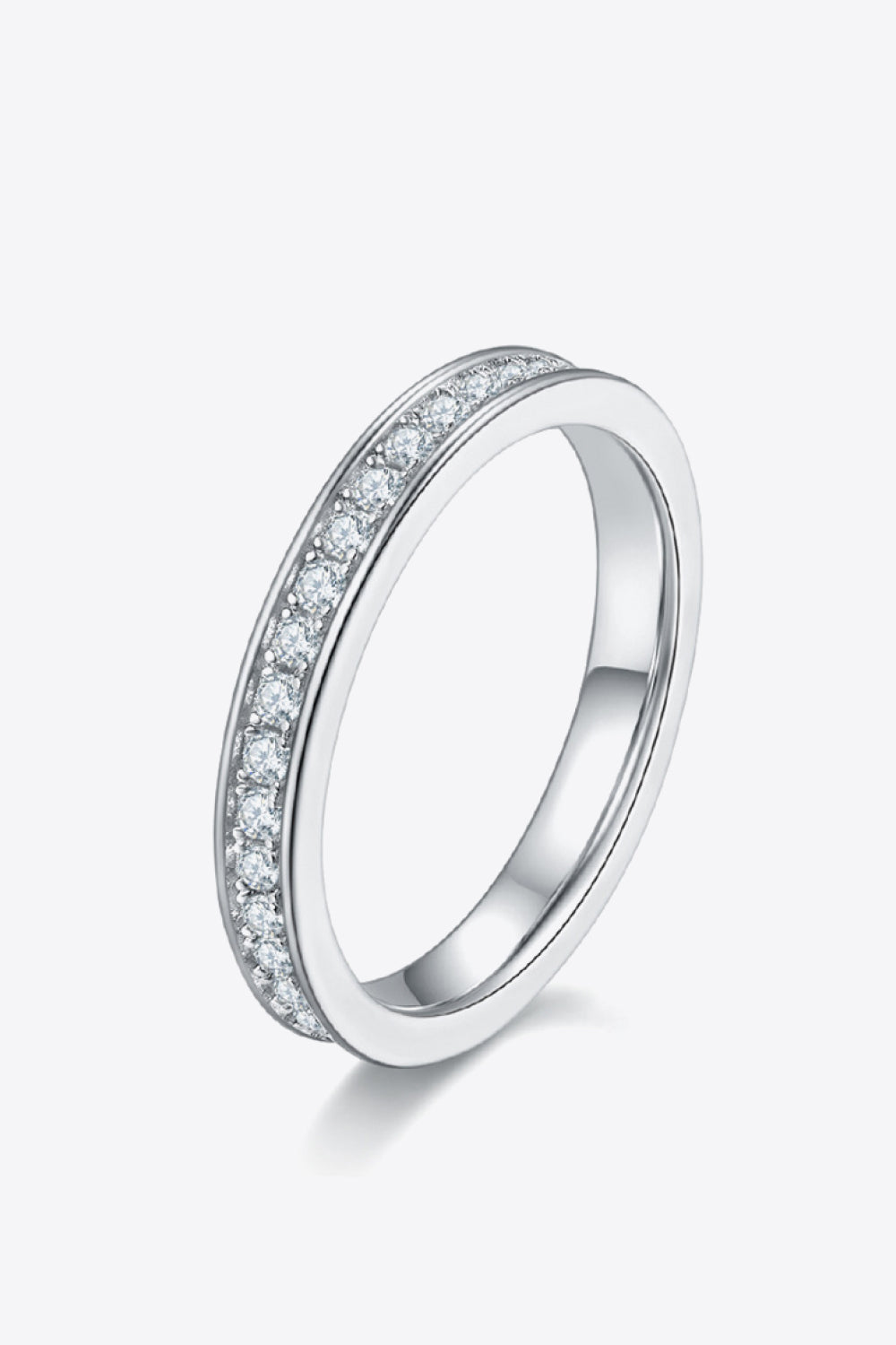 Unexplained Words Sparkala™ Moissanite Eternity Ring (Platinum Over Pure Sterling Silver)