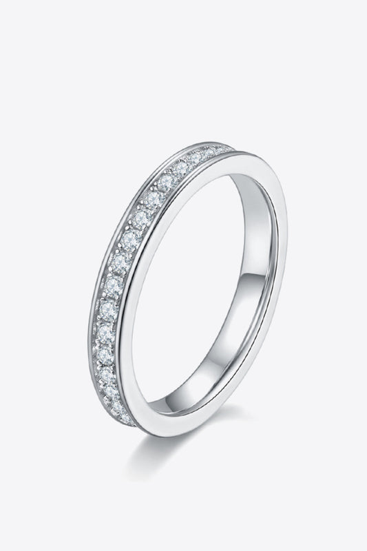 Unexplained Words Moissanite Eternity Ring (Platinum Over Pure Sterling Silver)