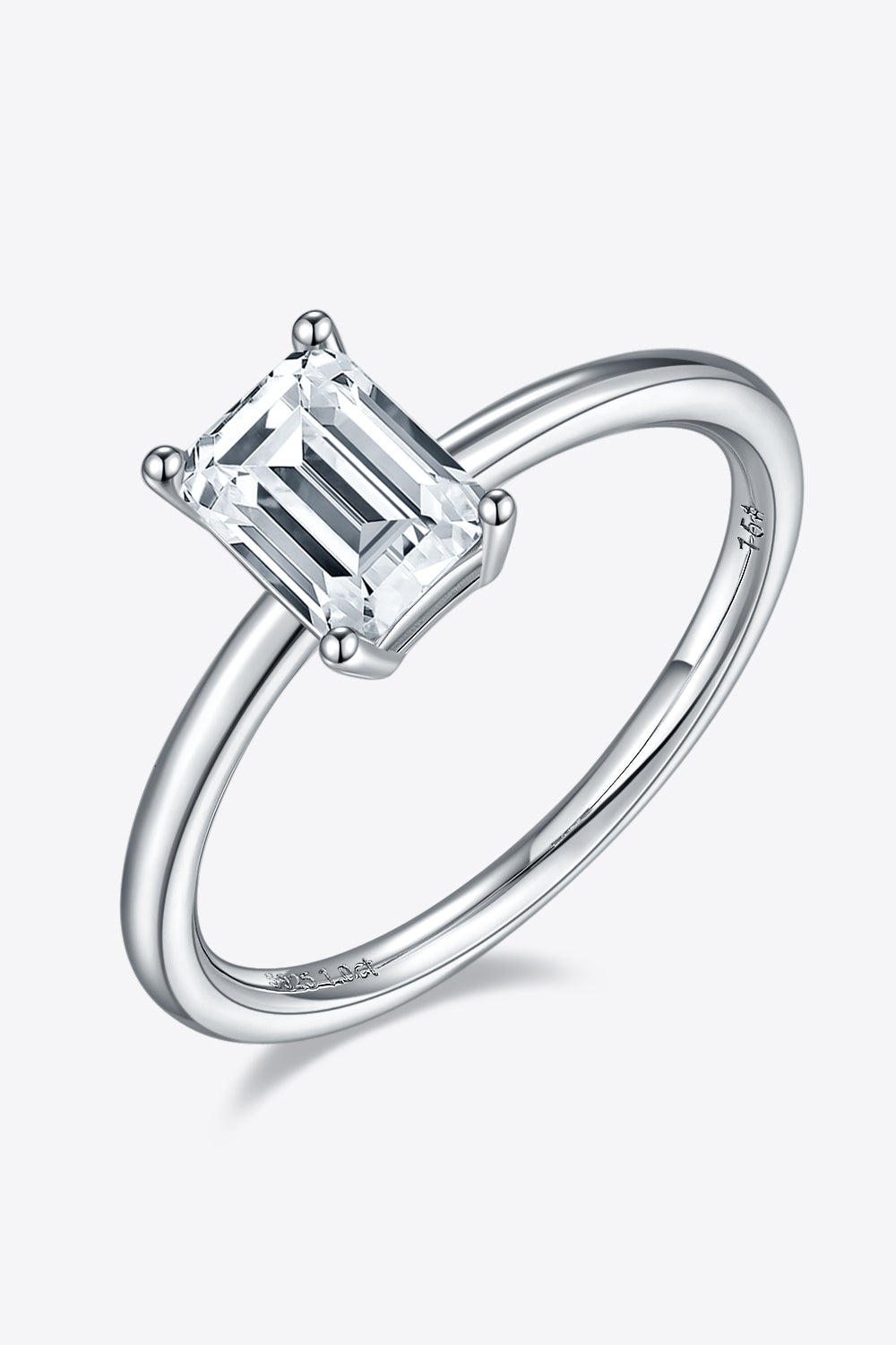 1 Carat Moissanite Platinum Over Pure Sterling Silver Solitaire Ring - Sparkala