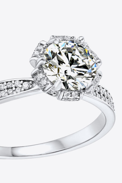 Platinum Over Pure Sterling Silver 1 Carat Brilliant Round Cut Sparkala™ Moissanite Ring