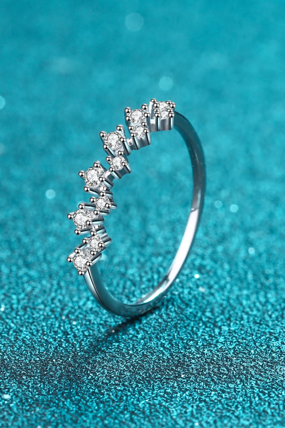 Sparkala™ Moissanite Rhodium-Plated Half-Eternity Ring