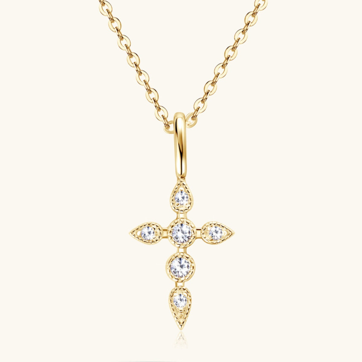 Moissanite Cross Pendant Necklace (18k Gold over Fine Sterling Silver)