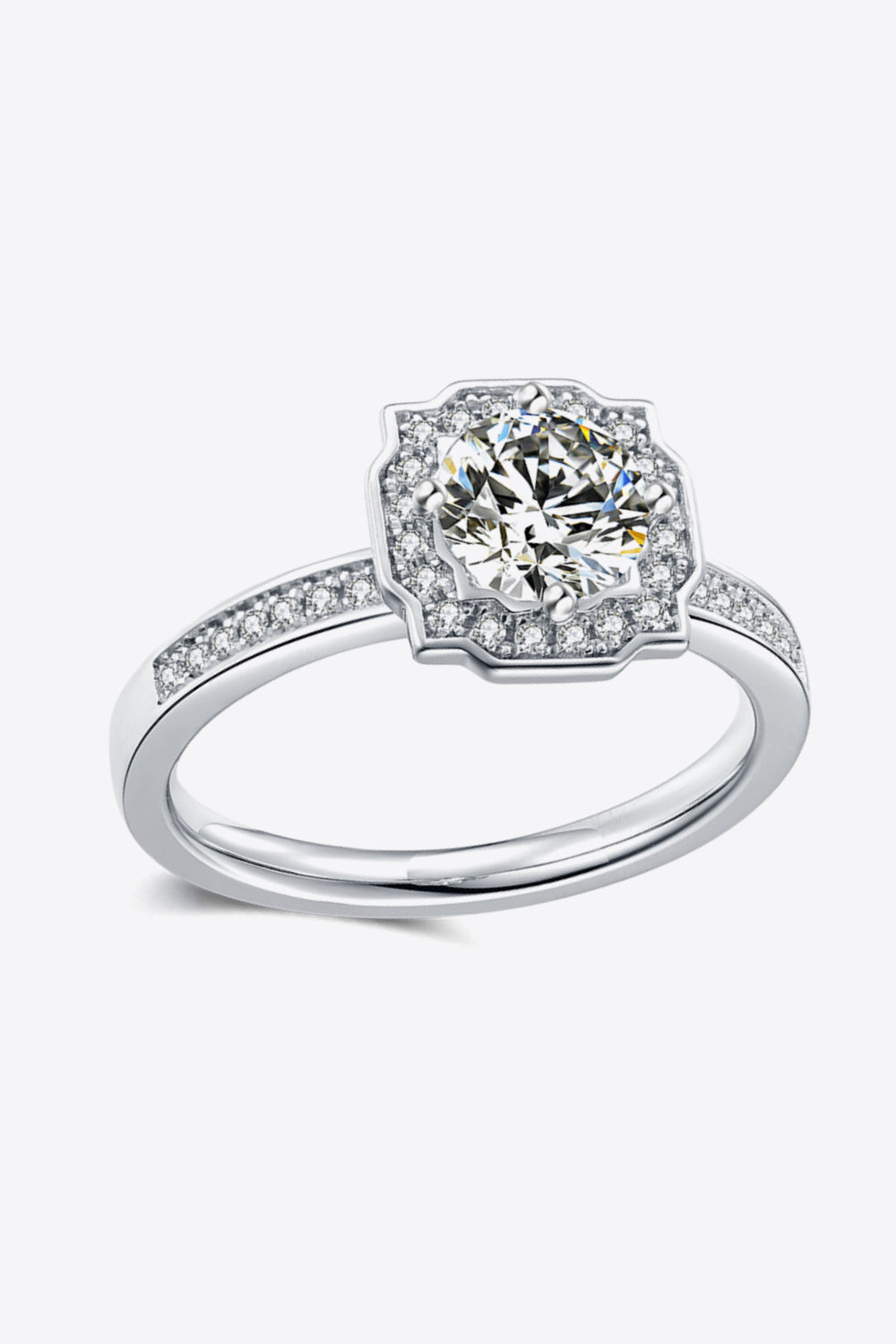 1 Carat Moissanite Platinum-Plated Ring - Sparkala